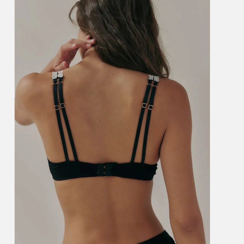 FREE PEOPLE So Sweet Balconette Underwire Bra INTIMATELY BLACK NWT - Picture 2 of 2
